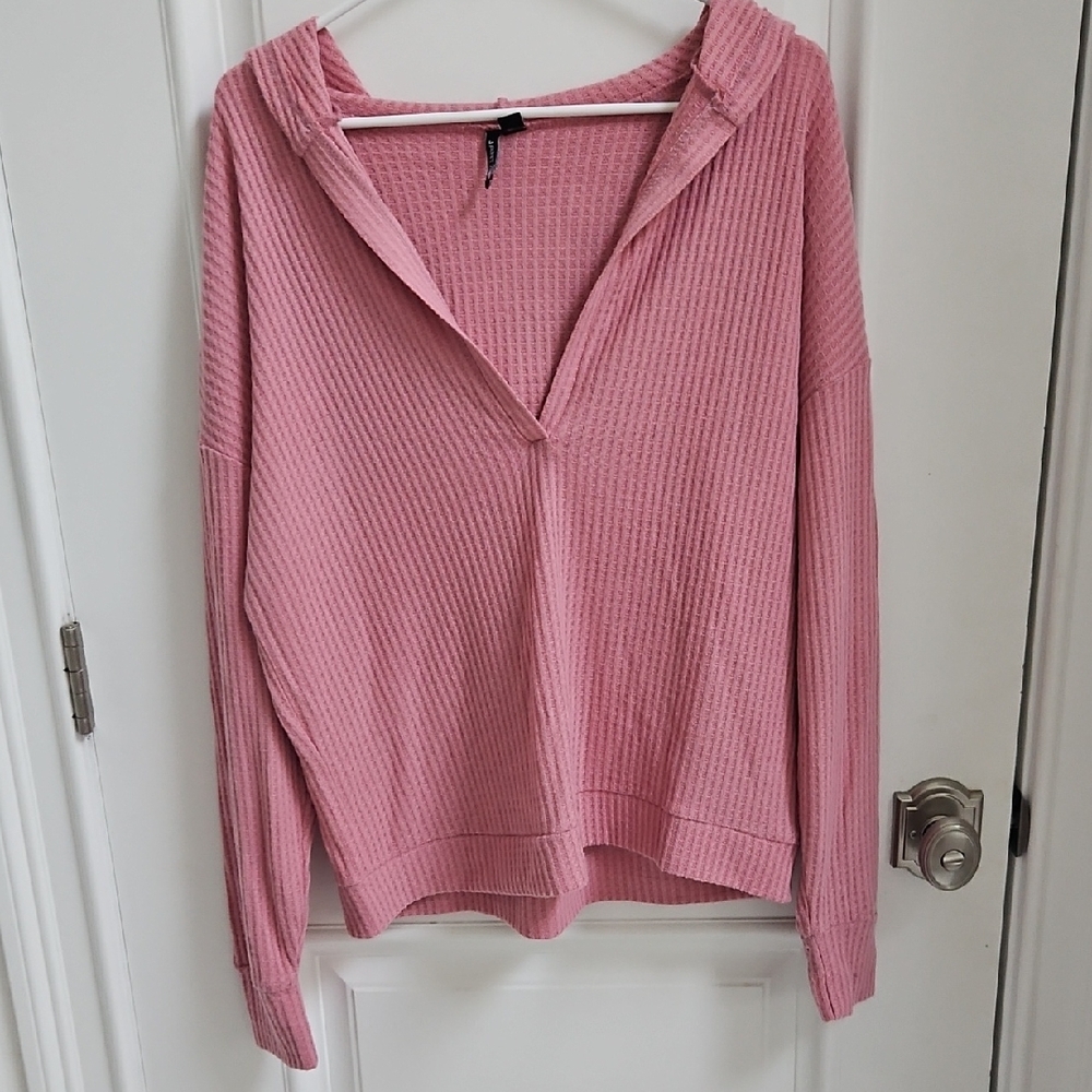 NWOT Jantzen Dusty Rose Textured Hoodie Sweatshirt Pullover